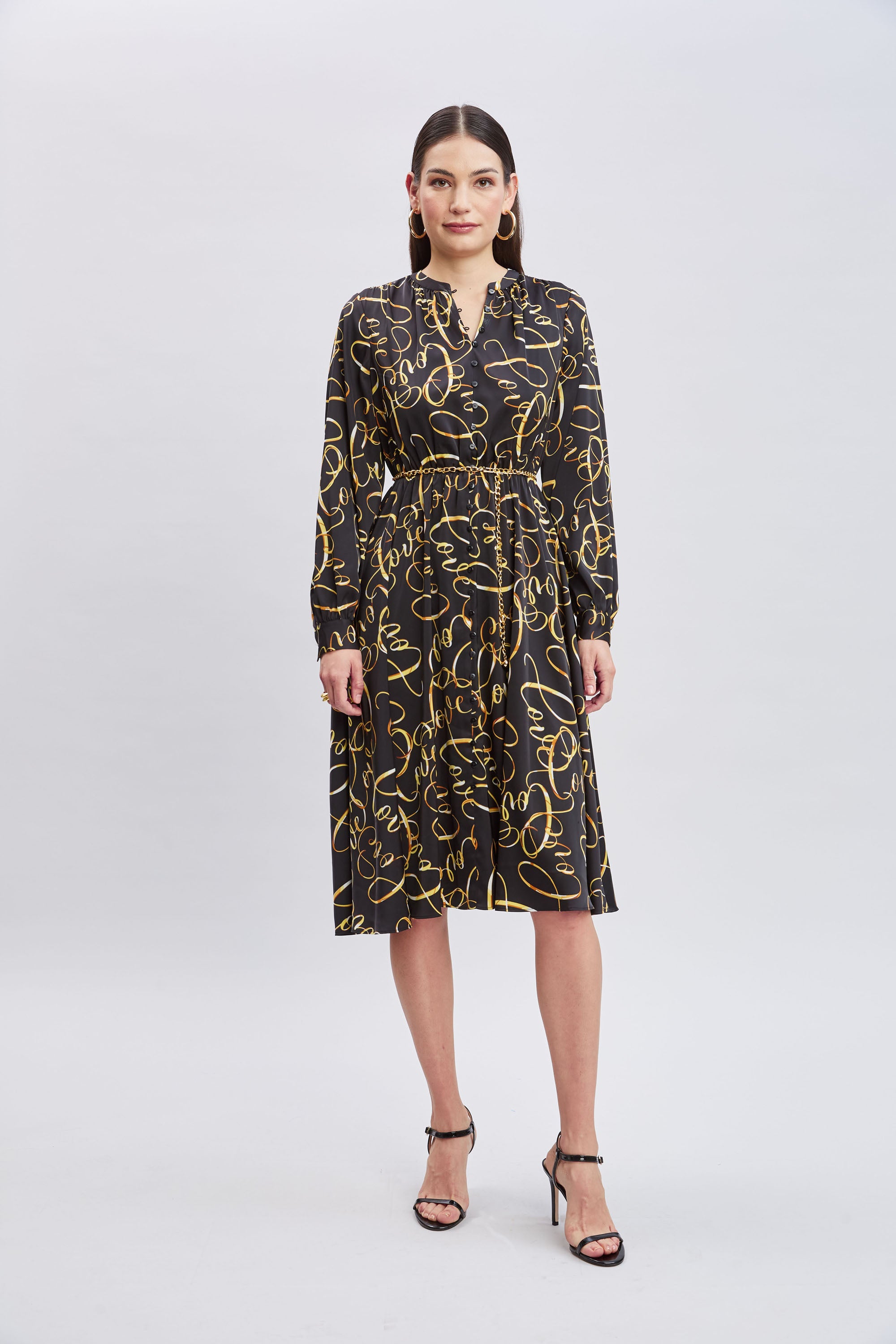 T-Tahari Letter Print Chain Dress