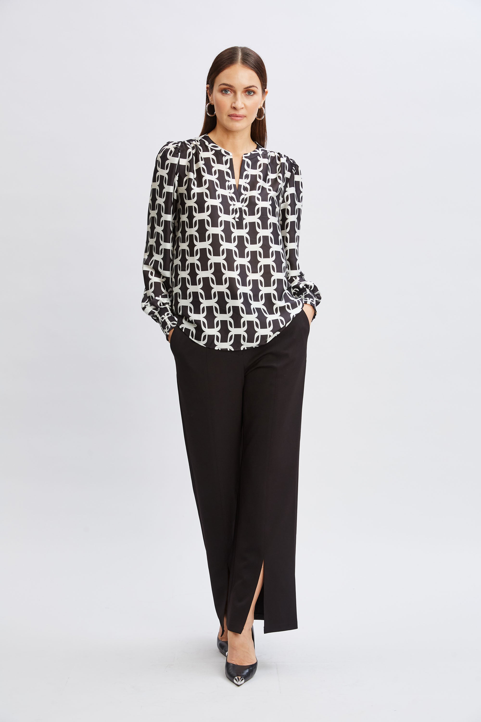 T-Tahari Geometric Chain Shirt