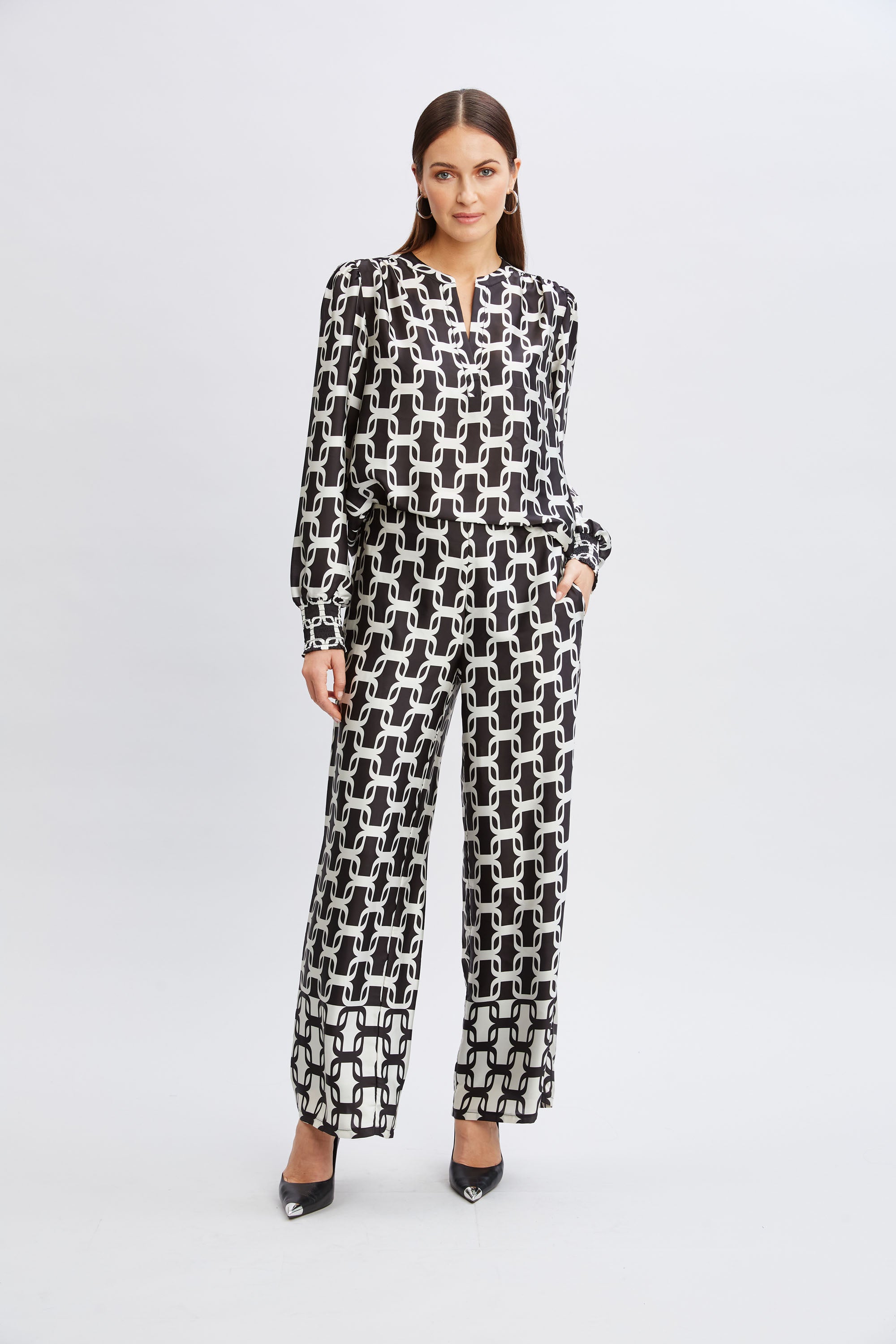 T-Tahari Geometric Chain Shirt