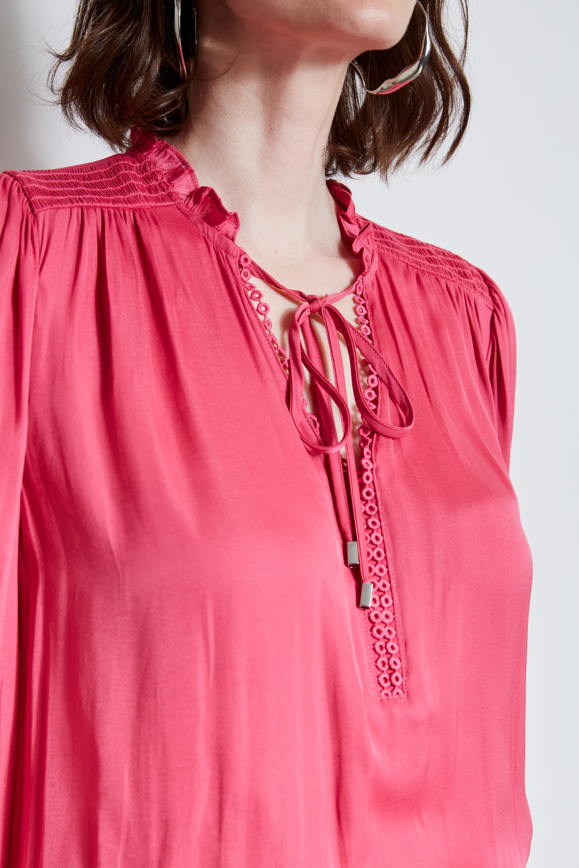 T-Tahari Embroidered Keyhole Shirt