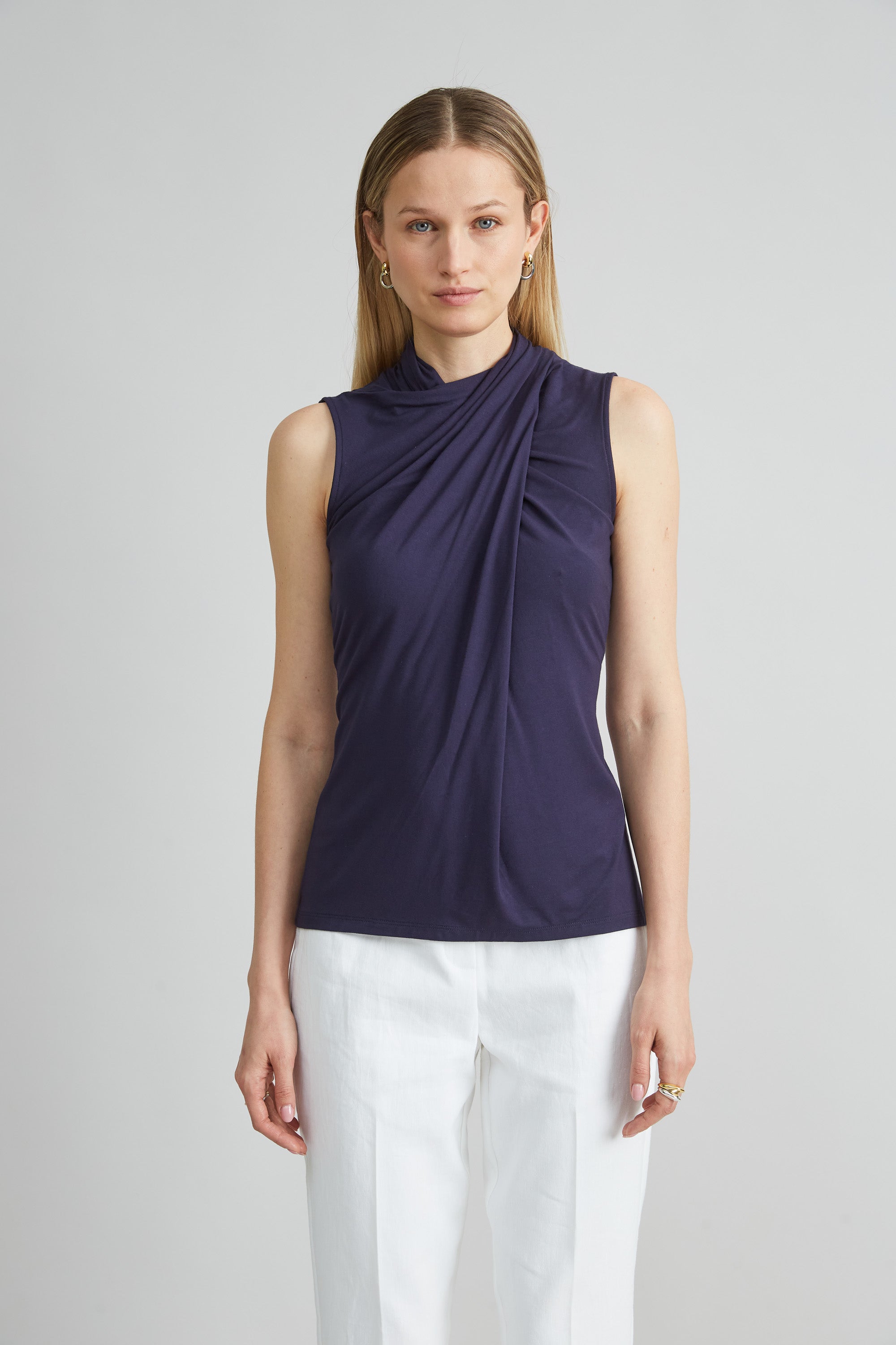 Sleeveless Twist Neck Knit