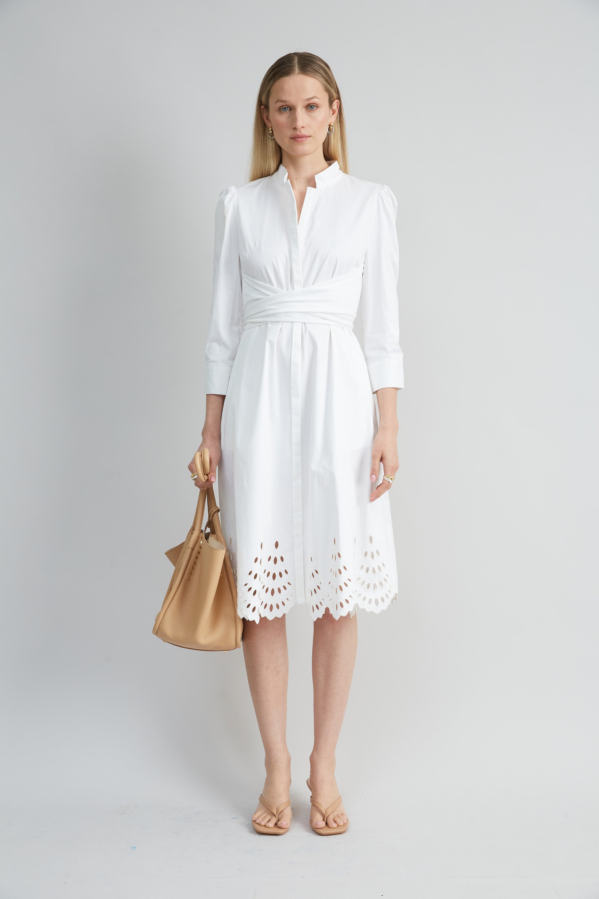 Cotton Tie Embroidered Dress