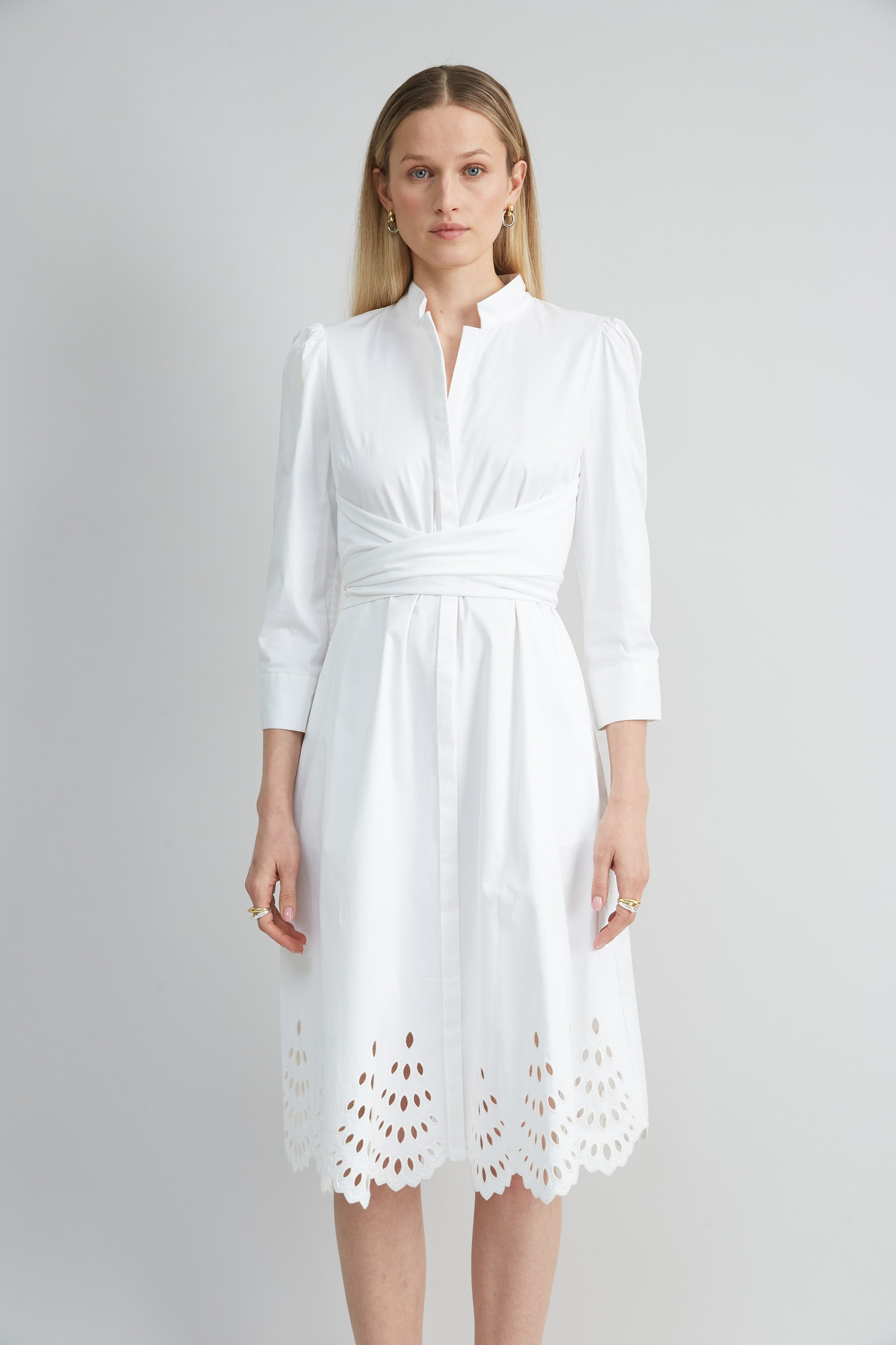 Cotton Tie Embroidered Dress