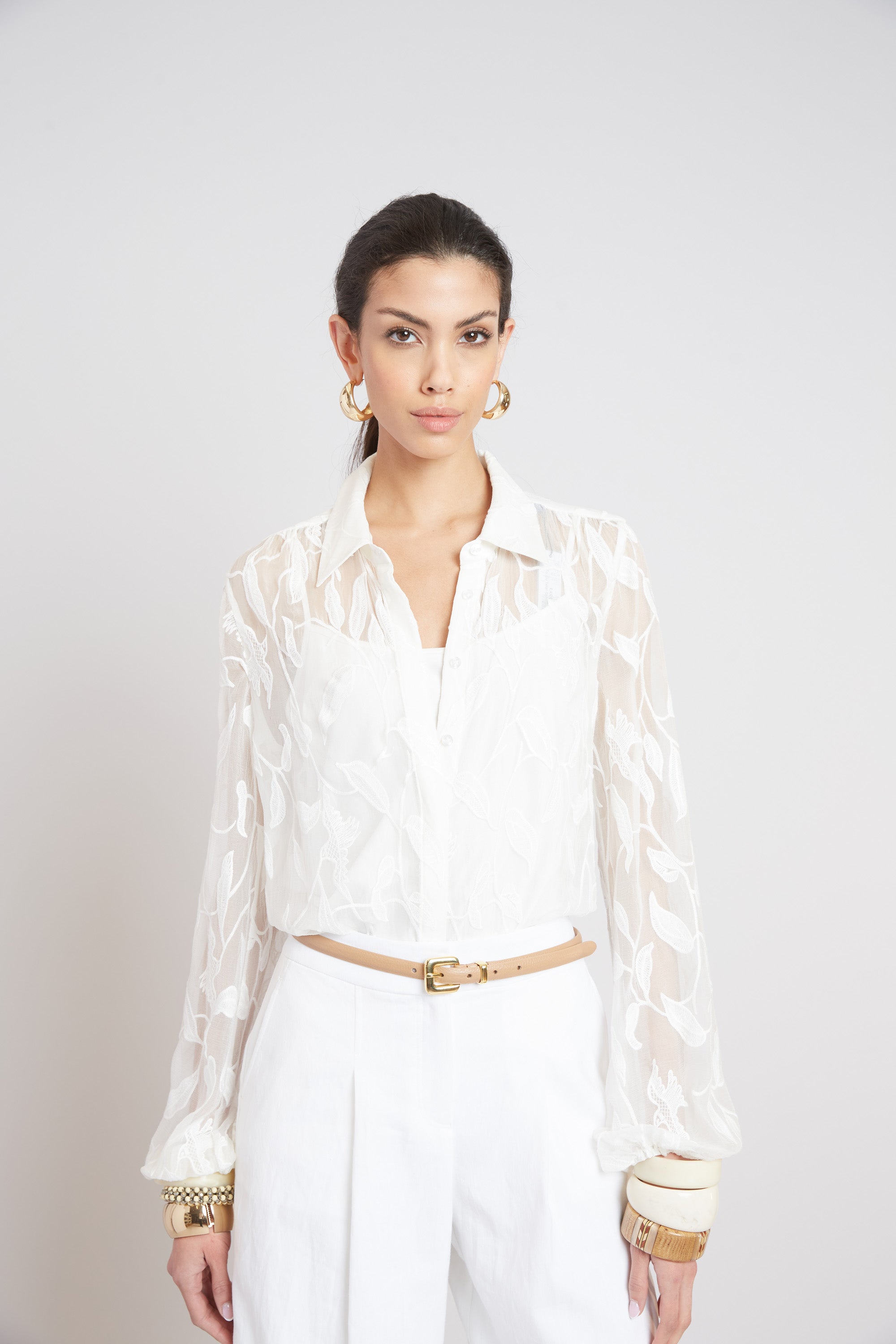 Embroidered Chiffon Shirt