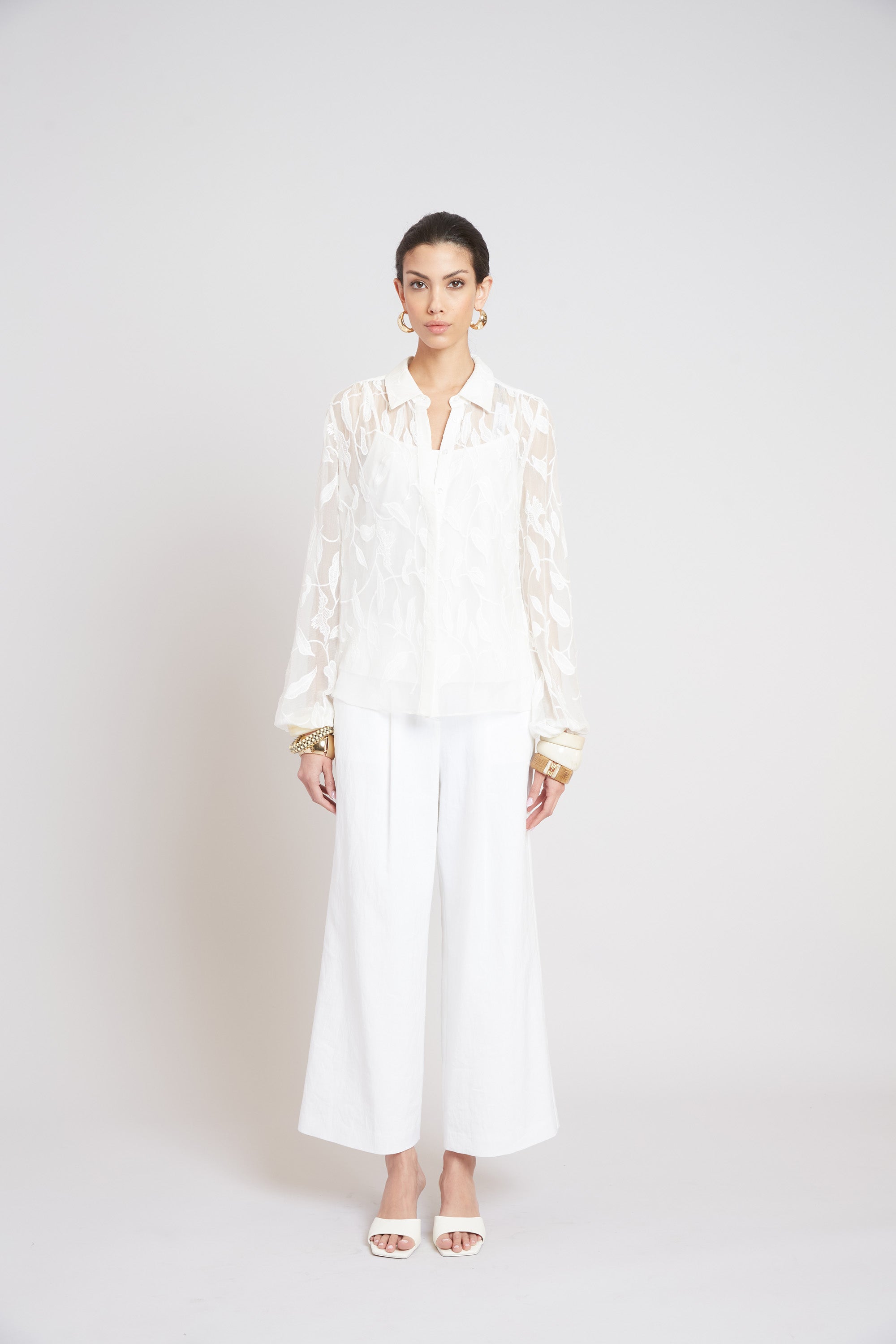 Embroidered Chiffon Shirt