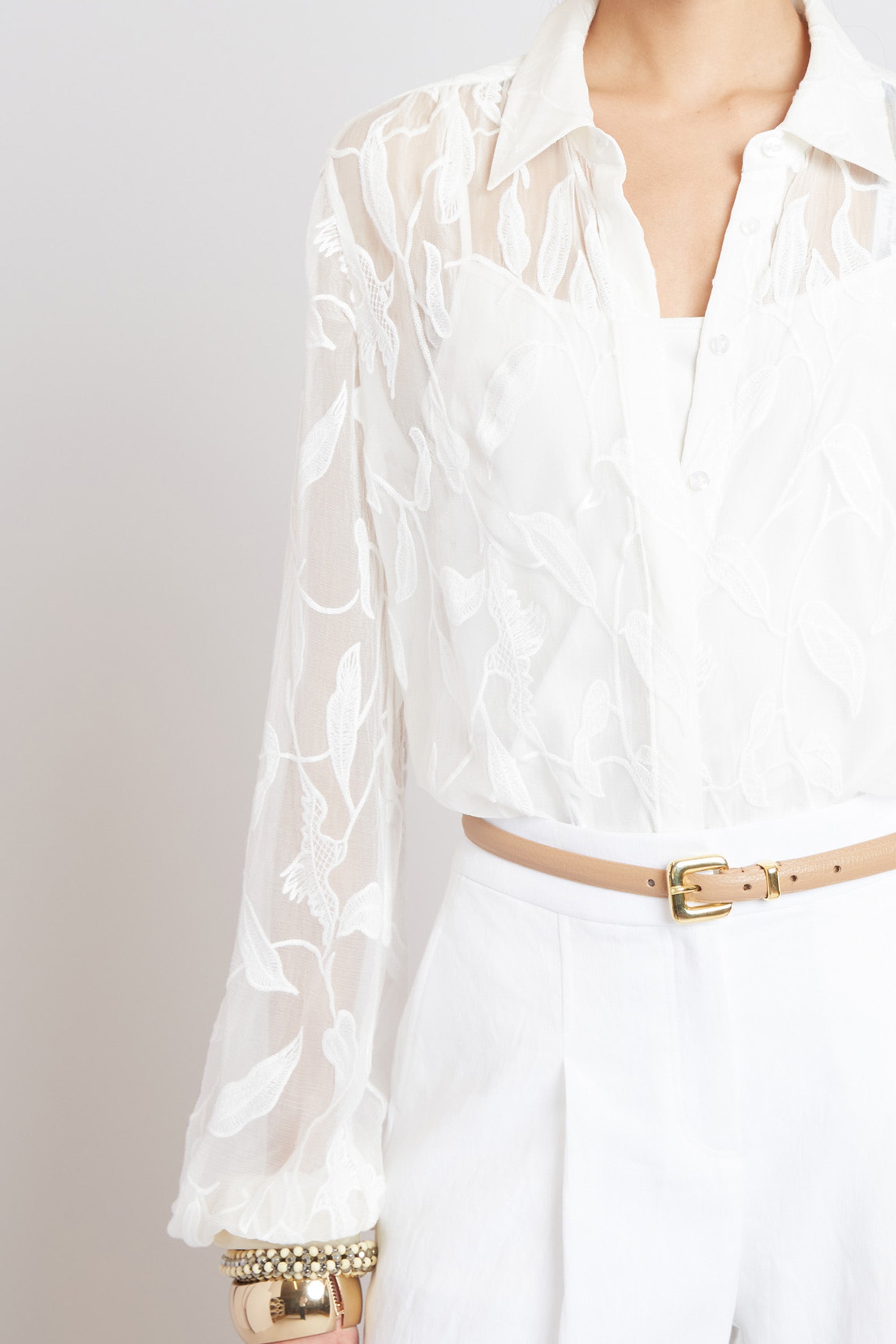 Embroidered Chiffon Shirt