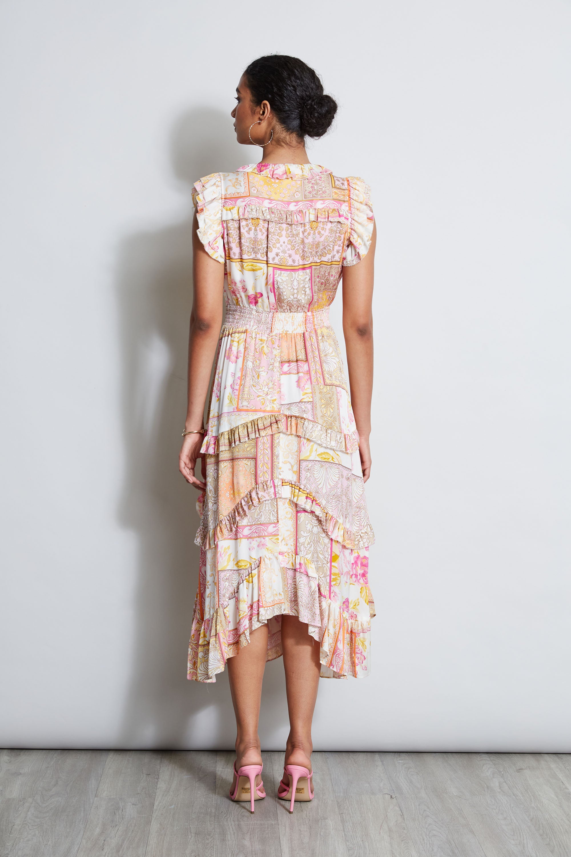 Patchwork Print Midi Dress