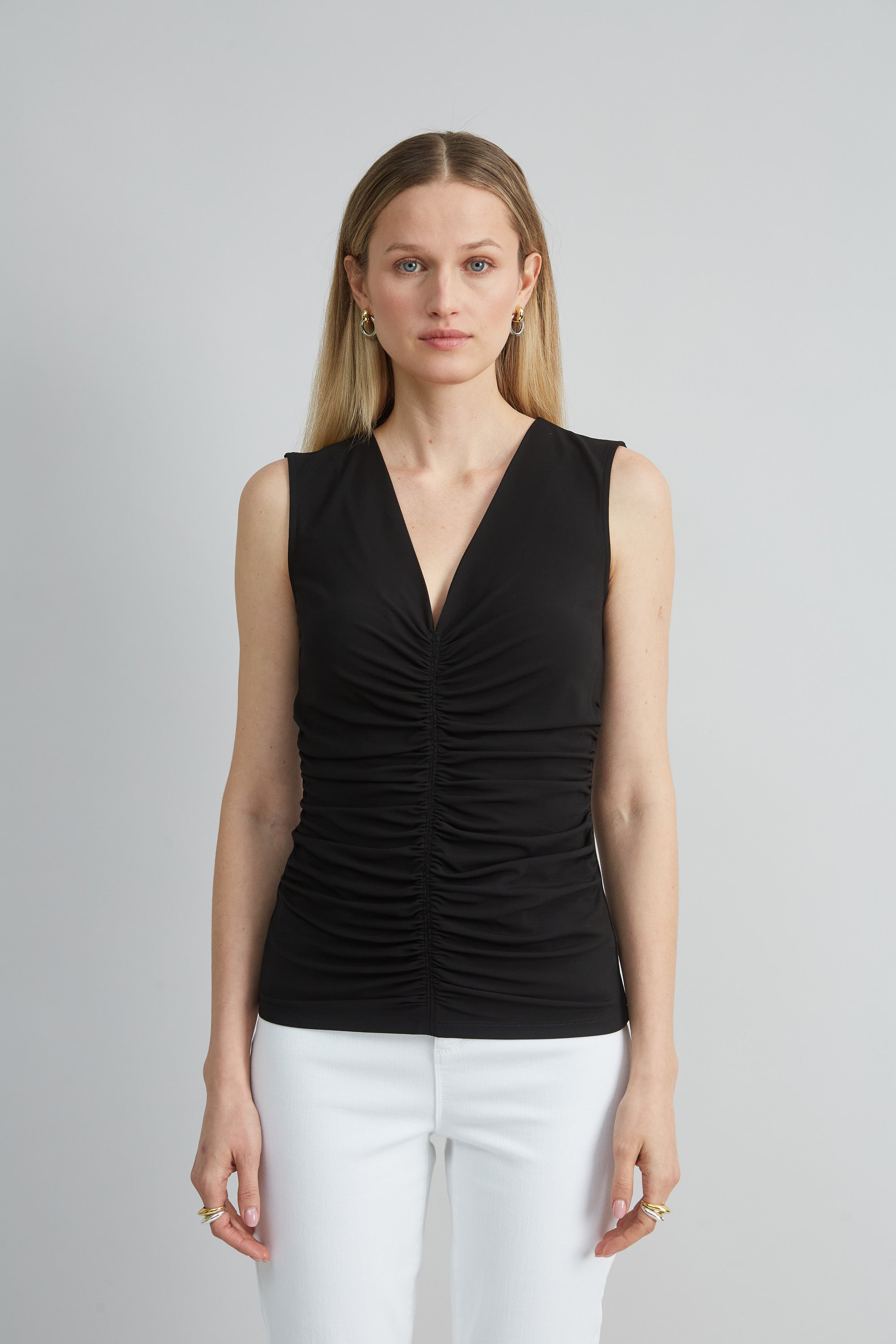 Ruched V-Neck Jersey Knit
