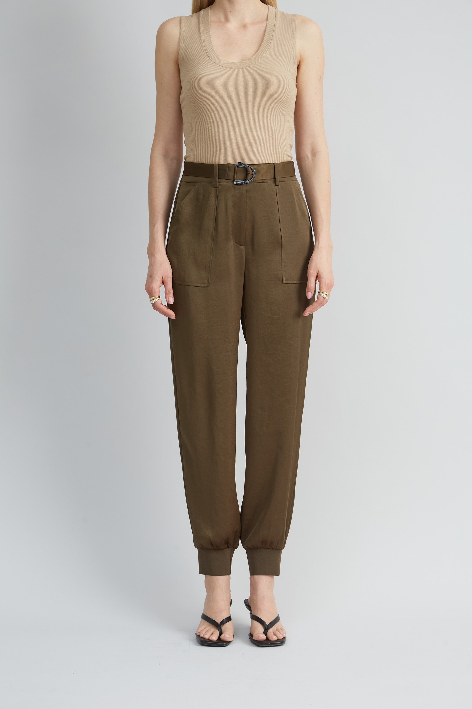 Satin Belted Cargo Pant