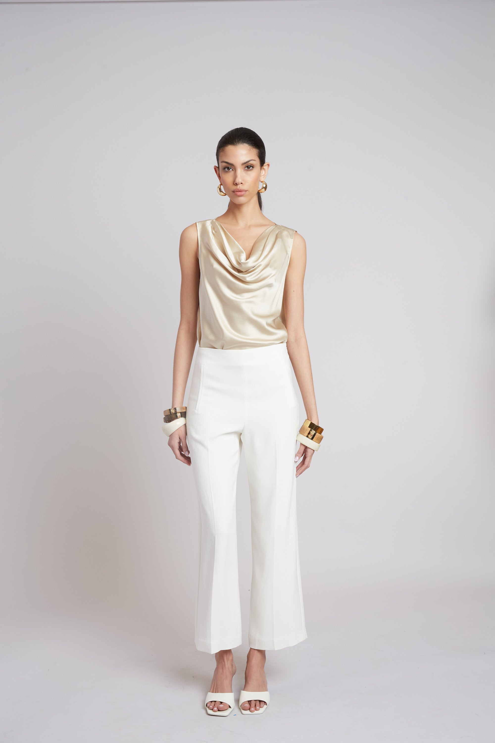 Silk Cowl Neck Top