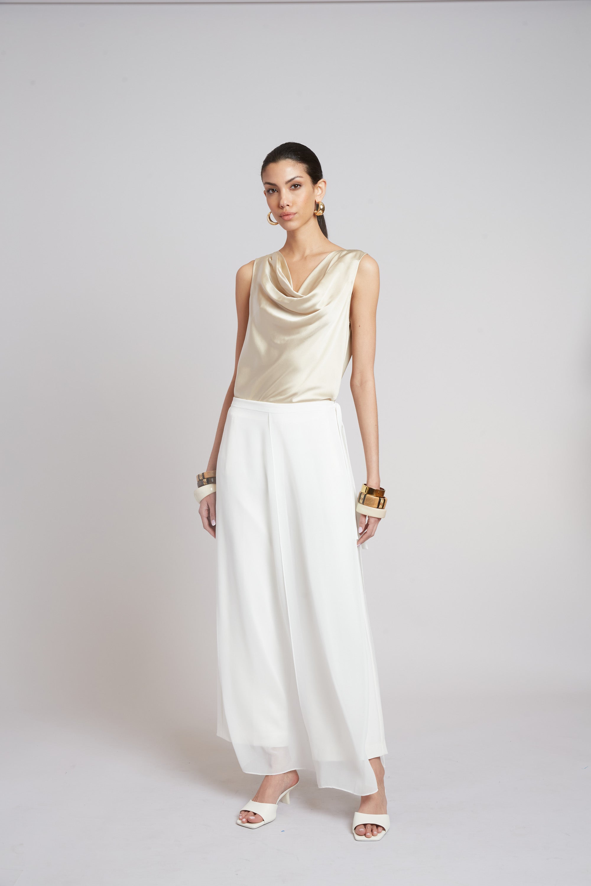 Silk Cowl Neck Top