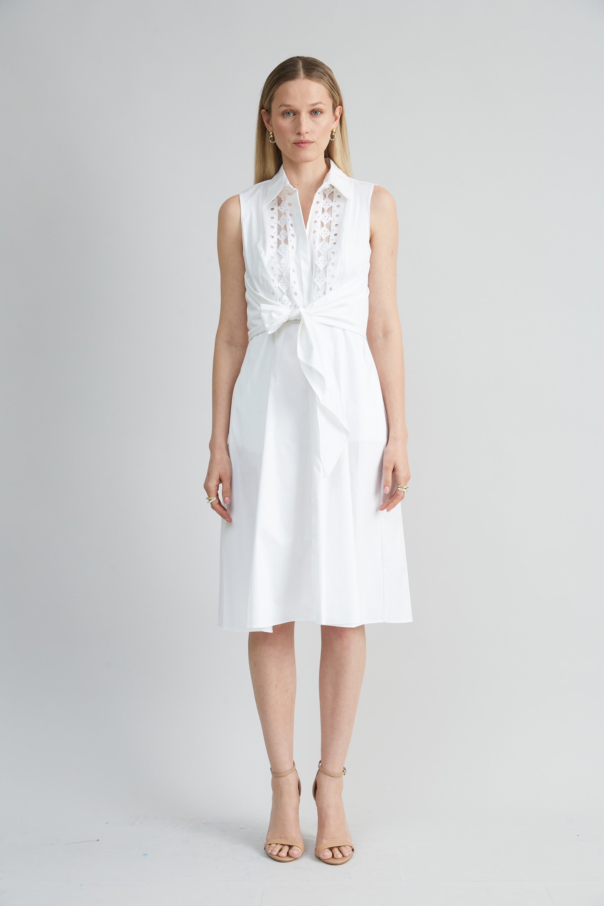 Sleeveless Cotton Tie Dress