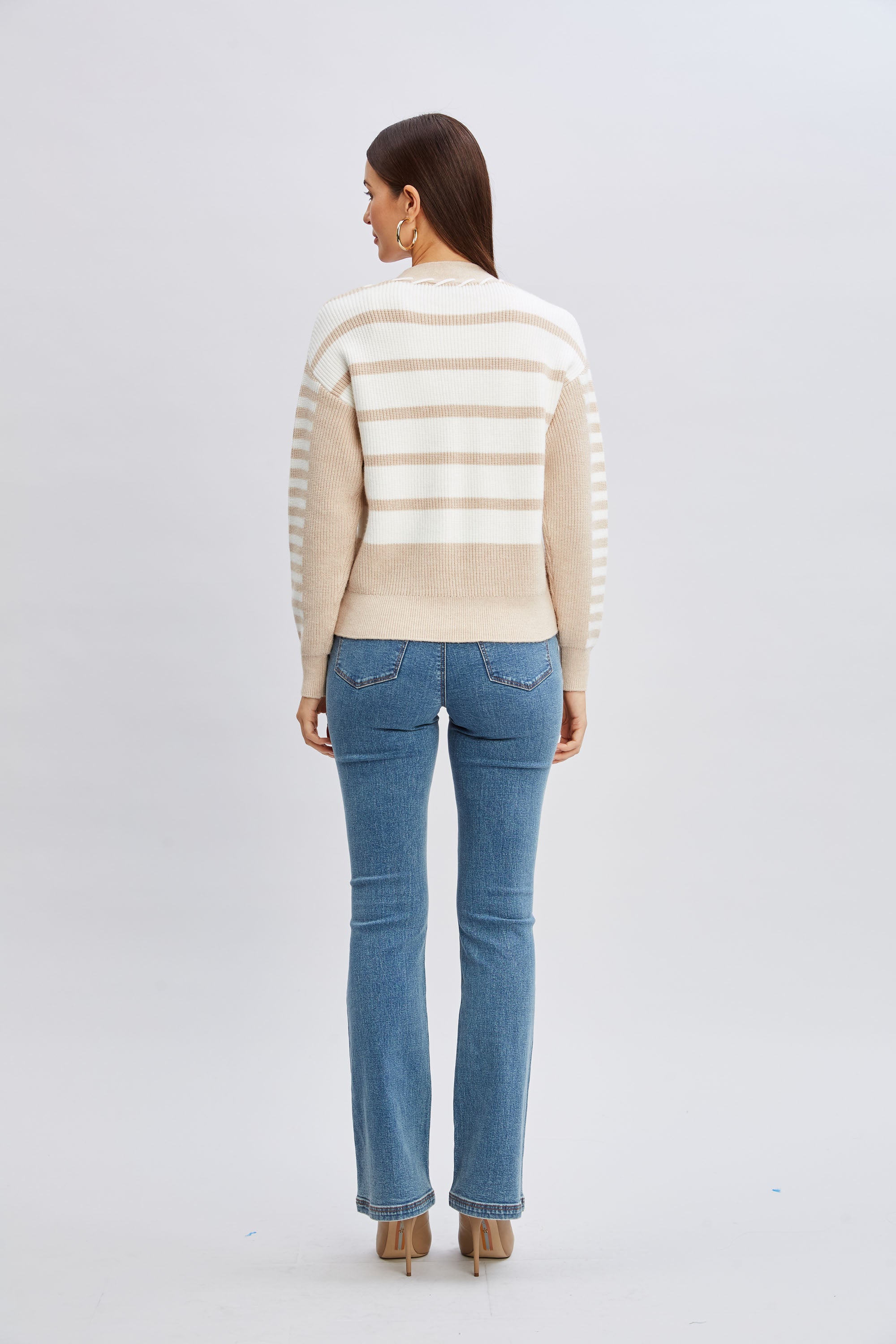 T-Tahari Stripe Stitch Cardigan