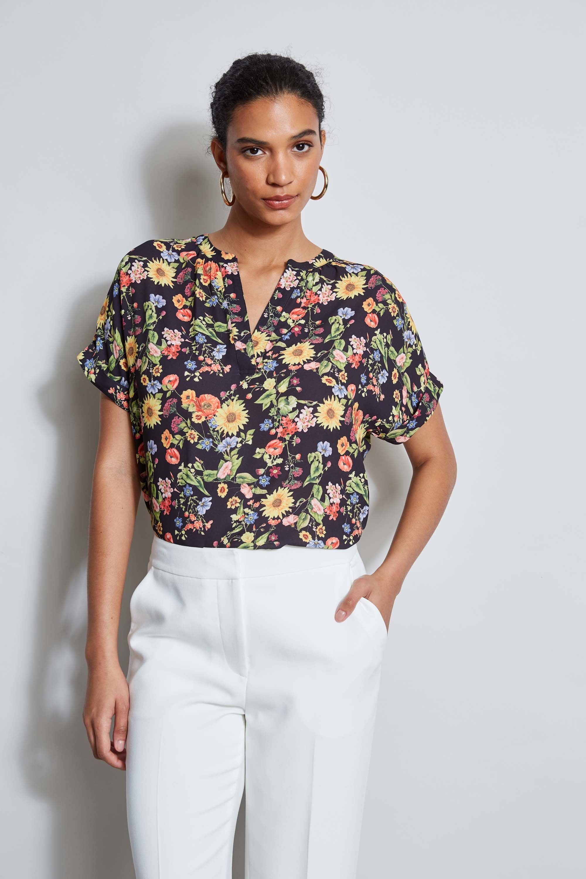 T-Tahari Sunray Garden Short Sleeve Shirt