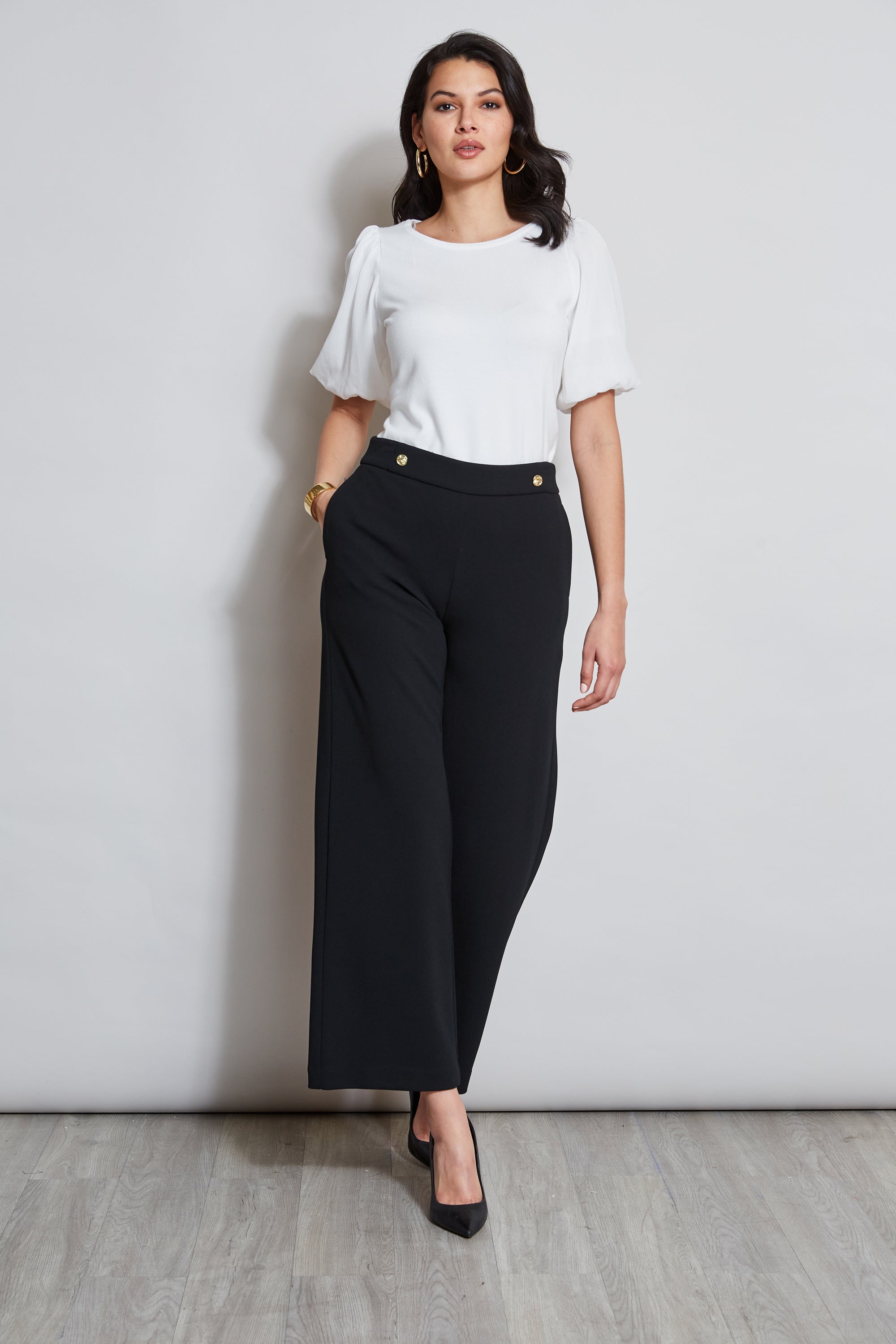 T-Tahari Wide Leg Button Pant