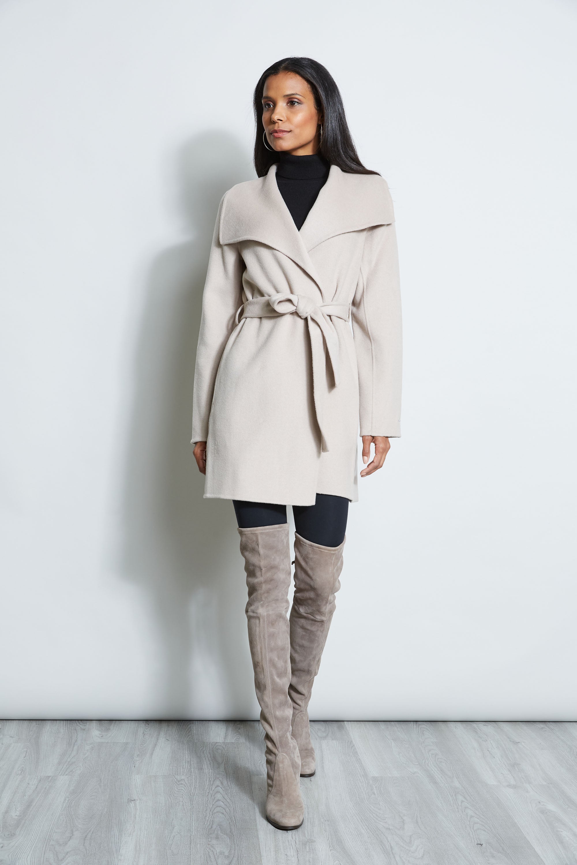 Tahari Double Face Wool Wrap Coat