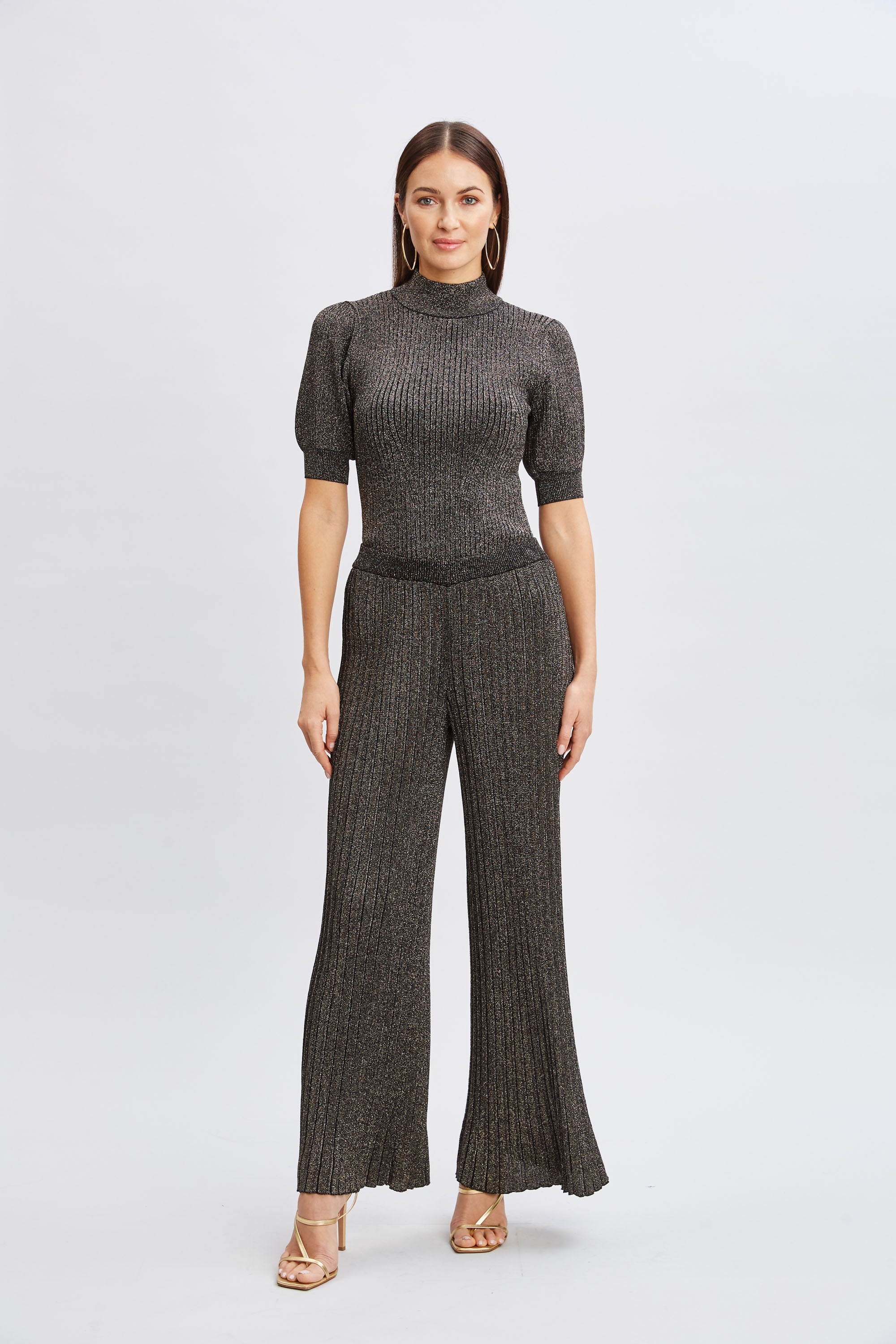 T-Tahari Metallic Wide Leg Pant