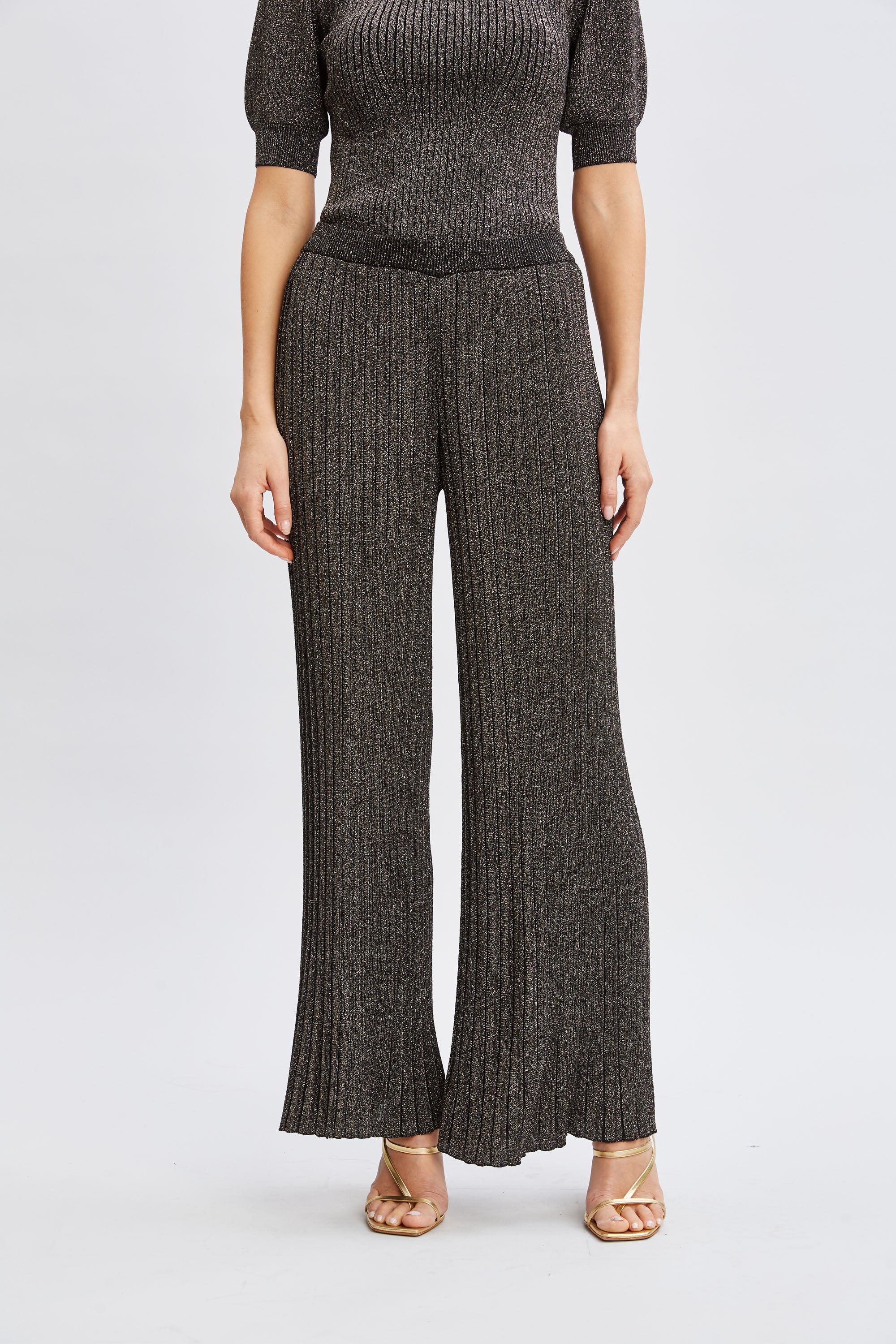T-Tahari Metallic Wide Leg Pant