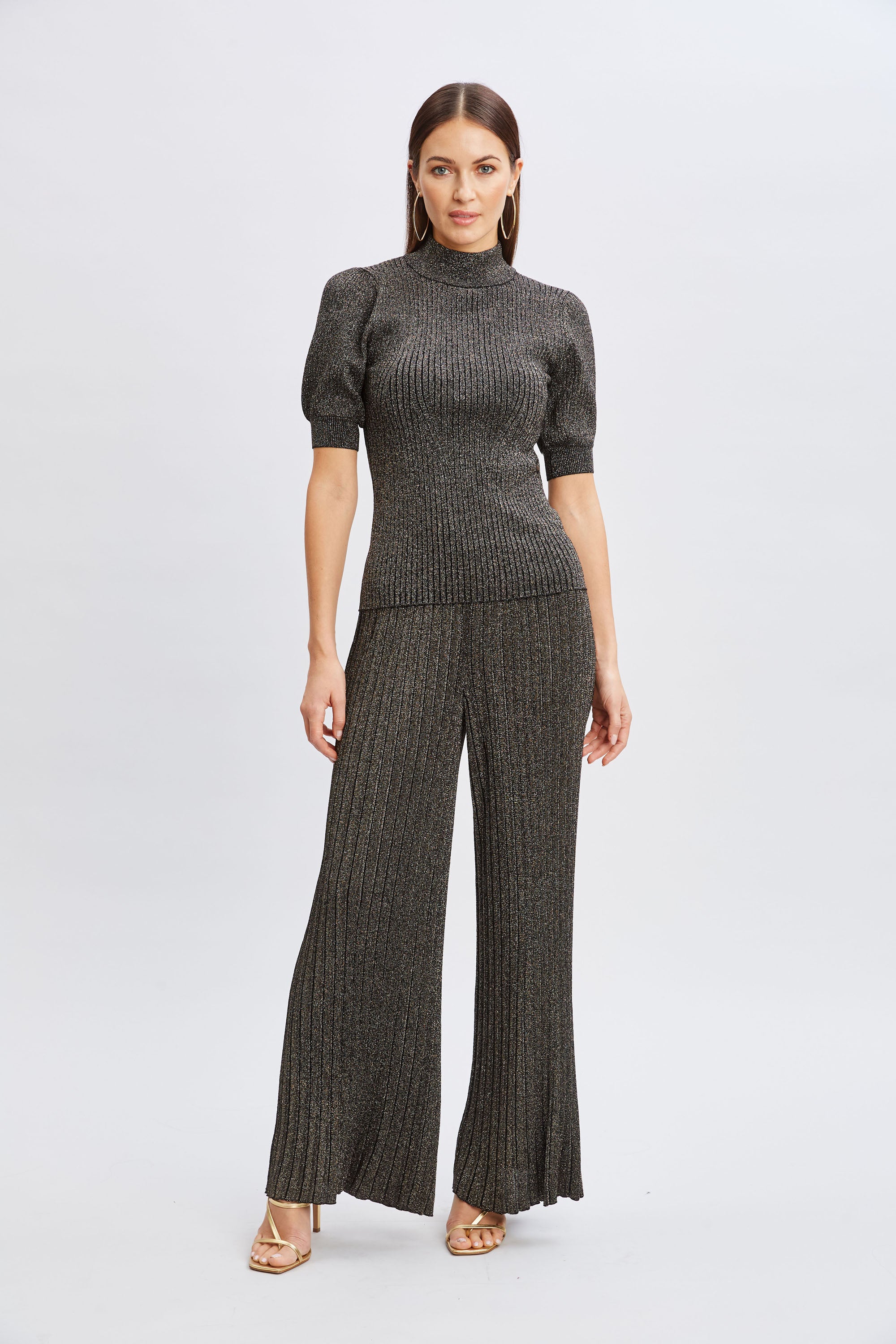 T-Tahari Metallic Wide Leg Pant